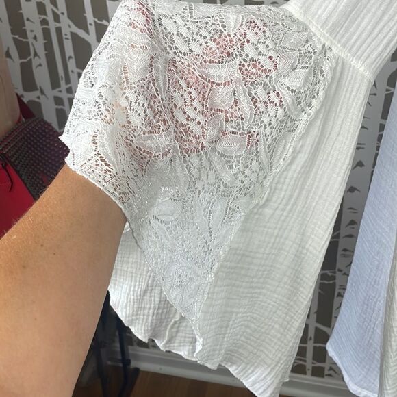 L*Space Boho Gauze & Embroidered Mini Babydoll Dress Cream sz S - Picture 5 of 16